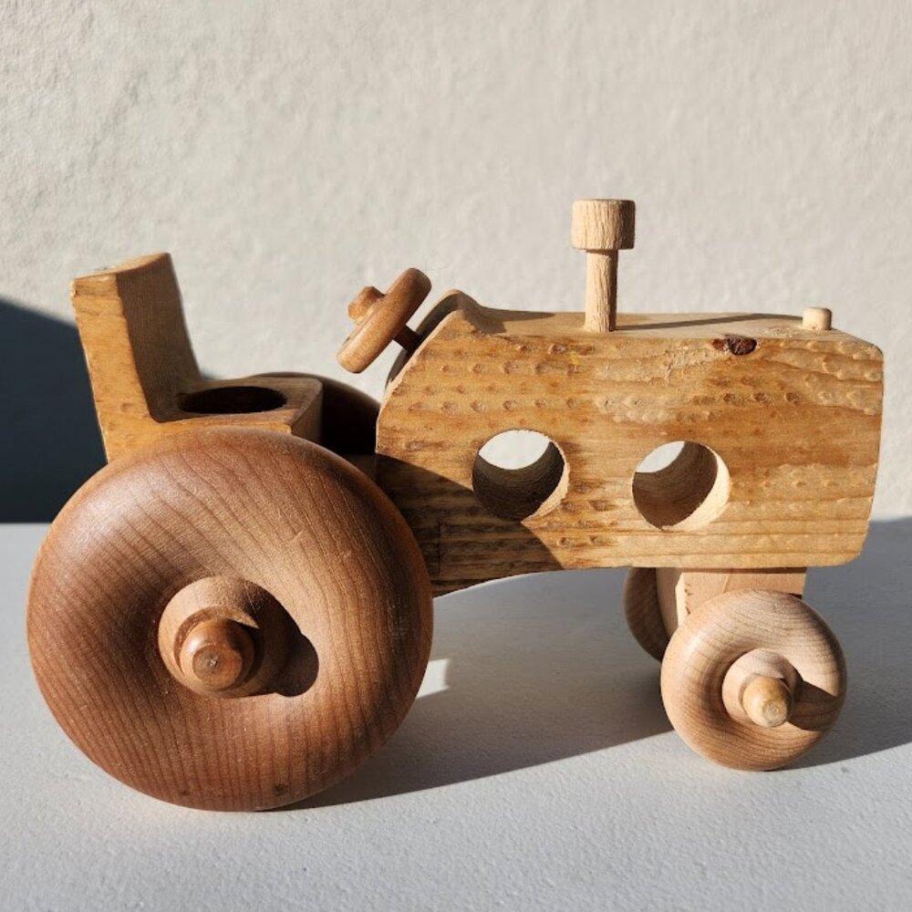 Handmade Vintage Toy Tractor Hand Crafted car push Decor Montessori Waldorf MN